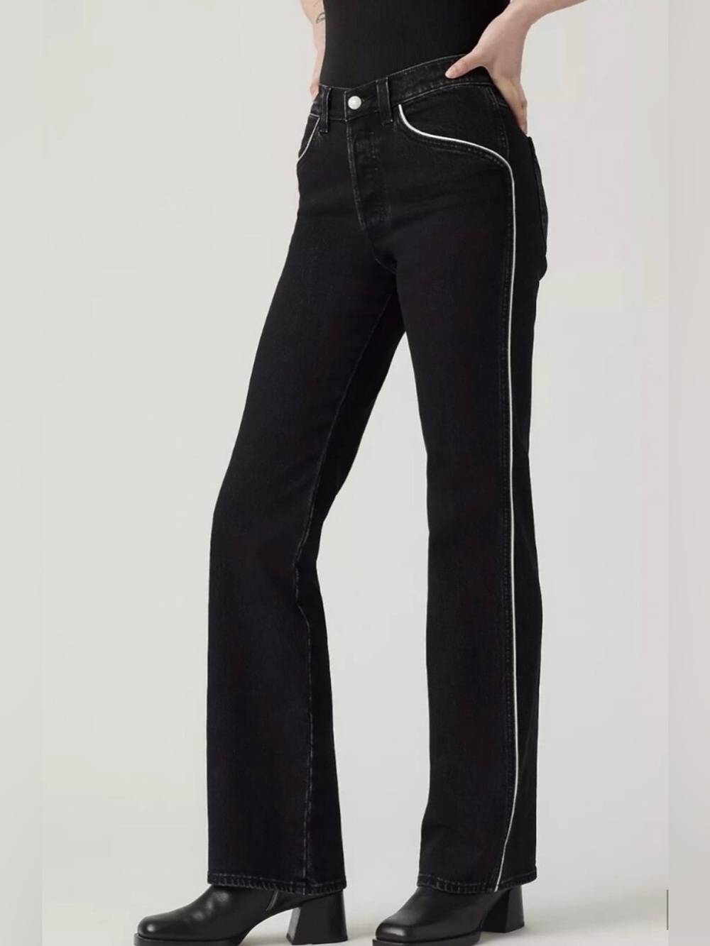 Levi's Wedgie Bootcut Jeans with White Side Piping Rockabilly Western